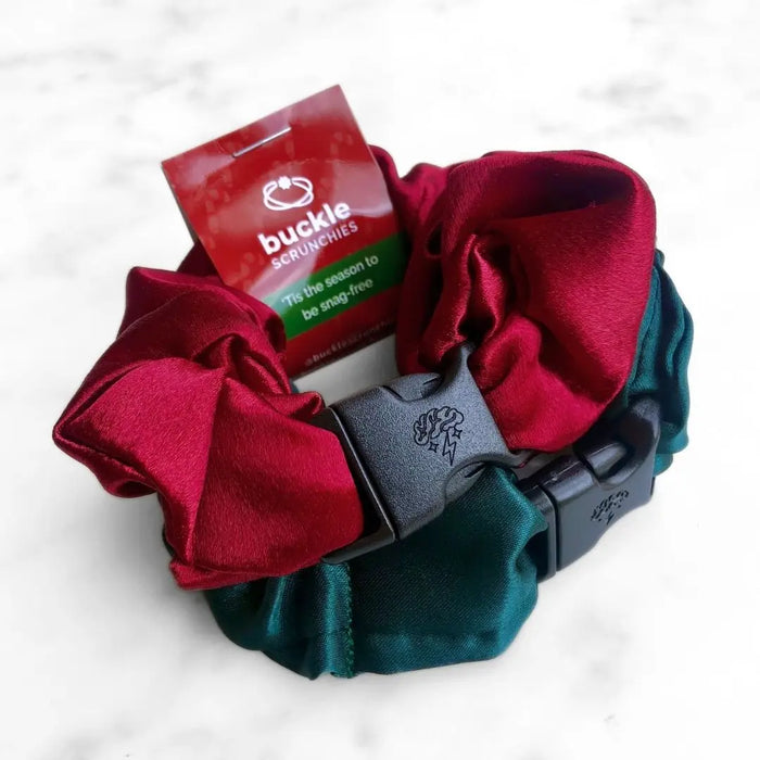 Holly Duo - 2-Pack Christmas Holiday Buckle Scrunchies - No Snagging, No Tangles by Buckle Scrunchies by RE.STATEMENT