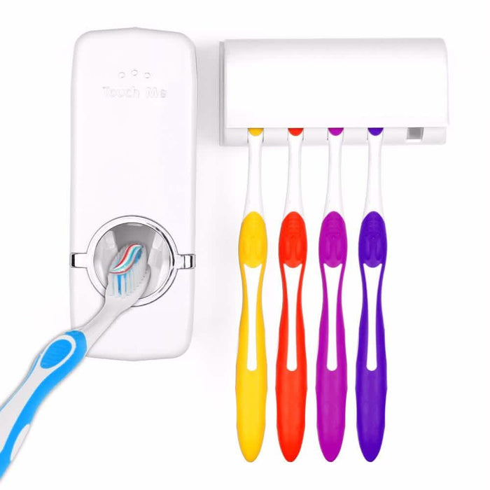 Home Automatic Toothpaste Dispenser + 5 Toothbrush Holder Set by DailySale