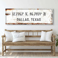 Home Coordinates Rustic Sign by Tailored Canvases