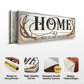 Home Is Where You Hang Your Antlers Sign II by Tailored Canvases