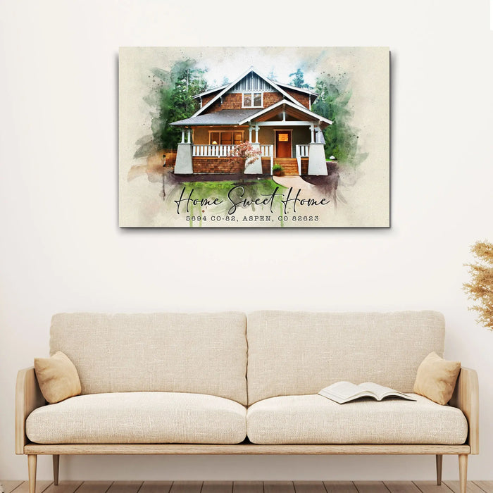 Home Sweet Home Watercolor Sign by Tailored Canvases