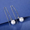 Hongye Big Natural Pearls Ear Line Super Long 925 Silver Drop Earrings