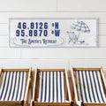 House Retreat Coordinates Sign by Tailored Canvases