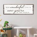 How Wonderful Life Is Now You're In The World Sign IV by Tailored Canvases