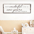 How Wonderful Life Is Now You're In The World Sign IV by Tailored Canvases