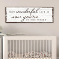 How Wonderful Life Is Now You're In The World Sign IV by Tailored Canvases