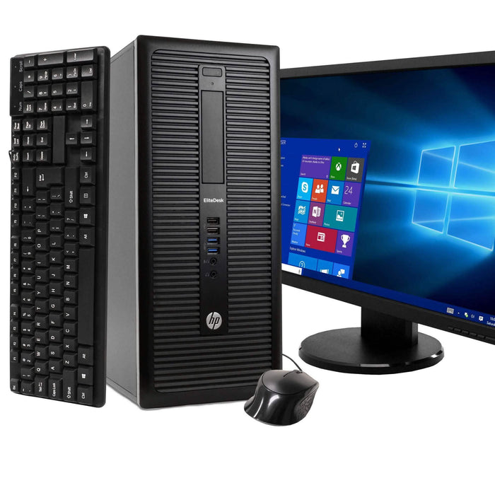 HP EliteDesk 800 G1 PC Windows 10 with 22" Widescreen Monitor (Refurbished) by DailySale
