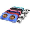 Hubulk 2 Stainless Steel Dog Bowl with No Spill Non-Skid Silicone Mat by DailySale