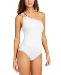 Michael Kors Embellished One-Shoulder Underwire One-Piece Swimsuit by Vanessa Jane