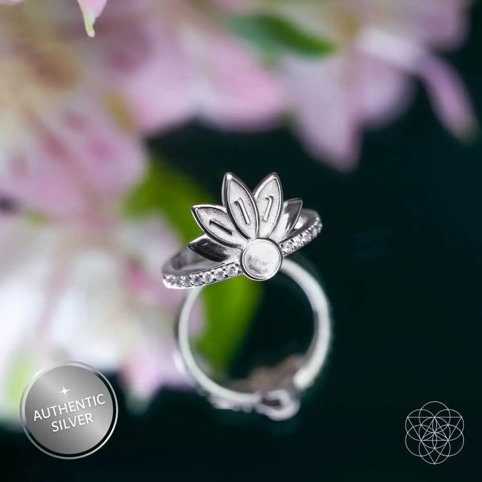 I Am Divinely Guided: 111 Angel Number Silver Lotus Ring by Conscious Items
