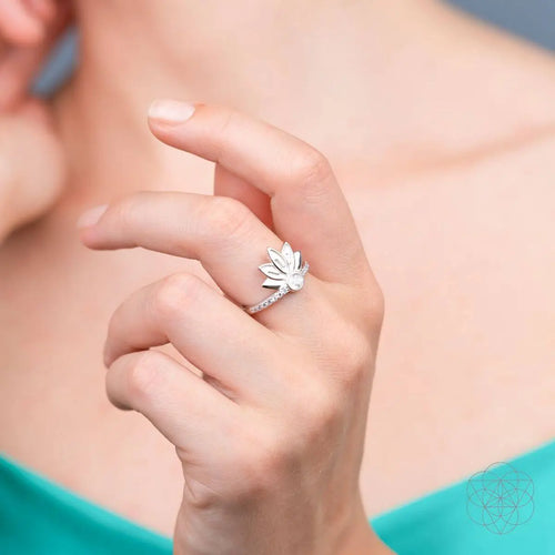 I Am Divinely Guided: 111 Angel Number Silver Lotus Ring by Conscious Items