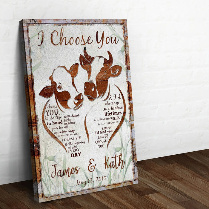 I Choose You Cow Couple Sign by Tailored Canvases