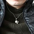 I Love You for Couple Iron Chain Black Heart Love Necklace by DailySale