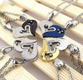 I Love You for Couple Iron Chain Black Heart Love Necklace by DailySale
