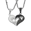 I Love You for Couple Iron Chain Black Heart Love Necklace by DailySale