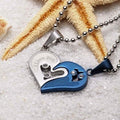 I Love You for Couple Iron Chain Black Heart Love Necklace by DailySale