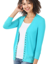 Snap Cardigan 3/4 Sleeve - Ice Blue
