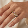 IGI Certified 0.40 Ct Multi Color Unheated Sapphire and Diamond 14K Yellow Gold Engagement Halo Ring by Fine Color Jewels