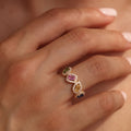 IGI Certified 0.40 Ct Multi Color Unheated Sapphire and Diamond 14K Yellow Gold Engagement Halo Ring by Fine Color Jewels