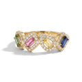 IGI Certified 0.40 Ct Multi Color Unheated Sapphire and Diamond 14K Yellow Gold Engagement Halo Ring by Fine Color Jewels