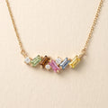IGI Certified 0.64 Ct Baguette Multi Color Unheated Sapphire and Diamond 14K Yellow Gold Asymmetrical Bar Necklace by Fine Color Jewels