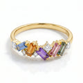 IGI Certified 0.65 Ct Baguette Multi Color Unheated Sapphire and Diamond 14K Yellow Gold Engagement Half Eternitiy Ring by Fine Color Jewels