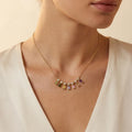 IGI Certified 0.65 Ct Baguette Multi Color Unheated Sapphire Diamond 14K Gold Rainbow Dangler Bar Necklace by Fine Color Jewels