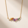 IGI Certified 0.71 Ct Multi Color Unheated Sapphire and Diamond 14K Yellow Gold Baguette Necklace by Fine Color Jewels