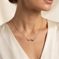 IGI Certified 0.71 Ct Multi Color Unheated Sapphire and Diamond 14K Yellow Gold Baguette Necklace by Fine Color Jewels