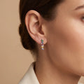 IGI Certified 0.96 Ct Multi Color Unheated Sapphire and Diamond 14K Gold Zigzag Drop Earrings by Fine Color Jewels