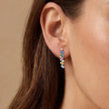IGI Certified 0.97 Ct Multi Color Unheated Sapphire and Diamond 14K Yellow Gold Zigzag Drop Earrings by Fine Color Jewels