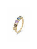 IGI Certified 1.27 Ct Multi Color Unheated Sapphire Prong 14K Yellow Gold Half Eternity Engagement Ring by Fine Color Jewels
