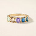 IGI Certified 1.27 Ct Multi Color Unheated Sapphire Prong 14K Yellow Gold Half Eternity Engagement Ring by Fine Color Jewels