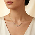 IGI Certified 1.80 Ct Multi Color Unheated Sapphire and Diamond 14K Yellow Gold Curved Necklace by Fine Color Jewels