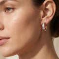 IGI Certified 2.10 Ct Multi Color Unheated Sapphire and Diamond 14K Yellow Gold Half Way Hoop Earrings by Fine Color Jewels