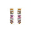 IGI Certified 2.10 Ct Multi Color Unheated Sapphire and Diamond 14K Yellow Gold Half Way Hoop Earrings