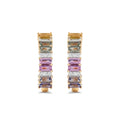 IGI Certified 2.10 Ct Multi Color Unheated Sapphire and Diamond 14K Yellow Gold Half Way Hoop Earrings by Fine Color Jewels