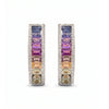 IGI Certified 2.13 Ct Multi Color Unheated Sapphire Diamond channel-set 14K White Gold J Hoop Earrings