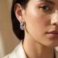 IGI Certified 2.13 Ct Multi Color Unheated Sapphire Diamond channel-set 14K White Gold J Hoop Earrings by Fine Color Jewels