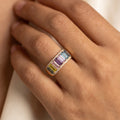 IGI Certified 2.35 Ct Baguette Multi Color Unheated Sapphire and Diamond 14K Gold Eternity Engagement Band Ring by Fine Color Jewels
