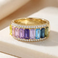 IGI Certified 2.35 Ct Baguette Multi Color Unheated Sapphire and Diamond 14K Gold Eternity Engagement Band Ring by Fine Color Jewels
