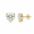 IGI Certified Heart Lab Grown Diamond Solitaire Stud Earrings Yellow Gold by Fine Color Jewels