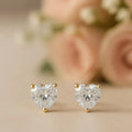 IGI Certified Heart Lab Grown Diamond Solitaire Stud Earrings Yellow Gold by Fine Color Jewels