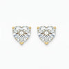 IGI Certified Heart Lab Grown Diamond Solitaire Stud Earrings Yellow Gold