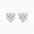 IGI Certified Heart Lab Grown Diamond Solitaire Stud Earrings Yellow Gold by Fine Color Jewels