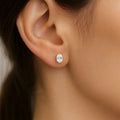 IGI Certified Oval Lab Grown Diamond Solitaire Stud Earrings White Gold by Fine Color Jewels
