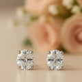 IGI Certified Oval Lab Grown Diamond Solitaire Stud Earrings White Gold by Fine Color Jewels