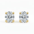 IGI Certified Oval Lab Grown Diamond Solitaire Stud Earrings Yellow Gold by Fine Color Jewels