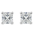 IGI Certified Princess Cut Lab Grown Diamond Solitaire Stud Earrings White Gold by Fine Color Jewels