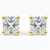 IGI Certified Princess Cut Lab Grown Diamond Solitaire Stud Earrings Yellow Gold